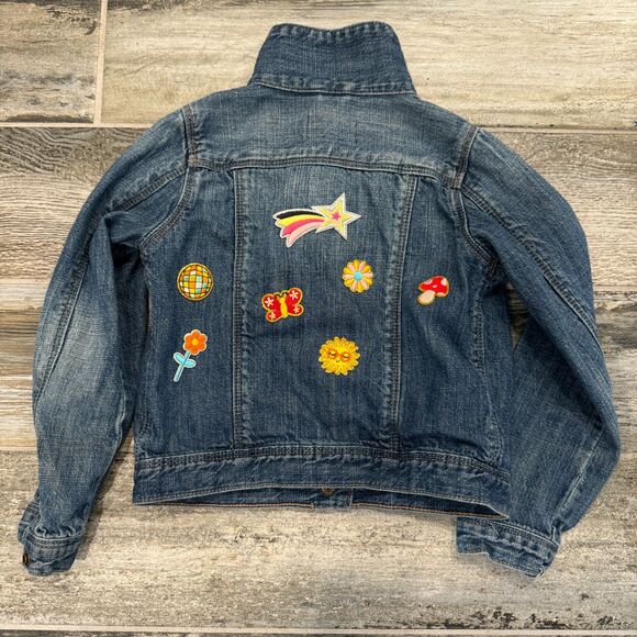 Baby Gap 1969 Denim Jean Jacket Snaps Patches Upcycled Girls 5 yrs Cotton Wash - Picture 2 of 9